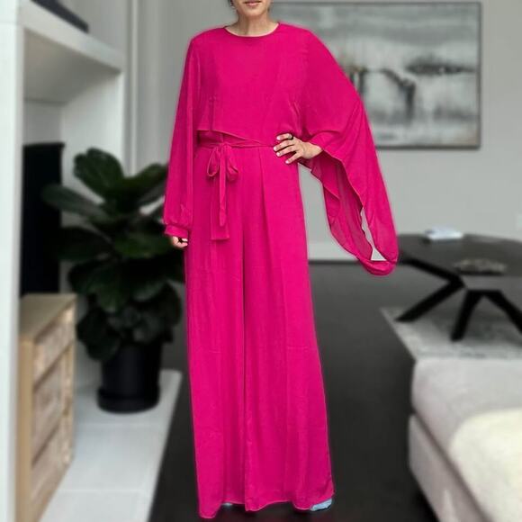 Krisa Dusk Asymmetrical 2-Piece Cape Jumpsuit - Picture 2 of 10